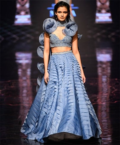 Blue Ruffled Lehenga