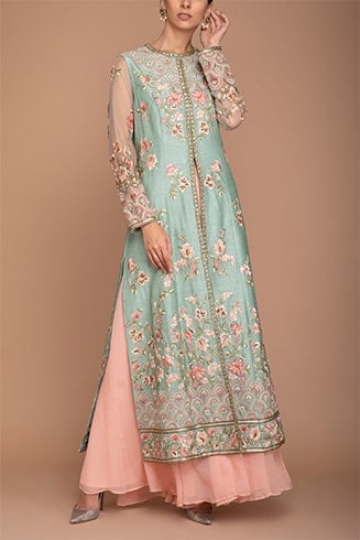 Dusky Blue Anarkali Set