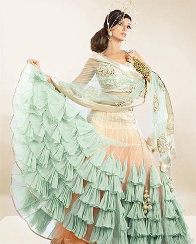 Embroidered Netted Ruffle Lehenga