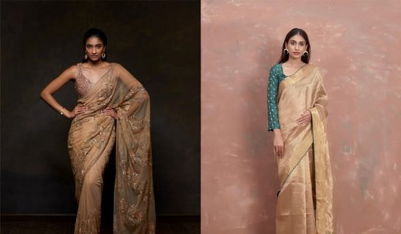 Golden Saree Designs For Diwali