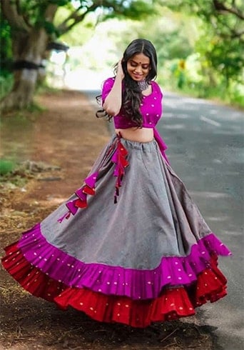 Grey Embroidered Lehenga Choli