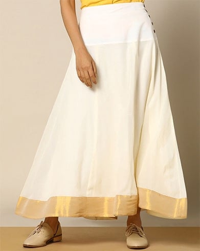 Kasavu Cotton Handloom Maxi Skirt