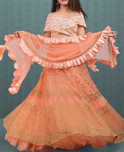 Lehenga With Ruffle Dupatta