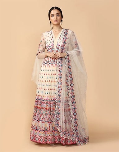 Multi-Colored Thread Embroidered Anarkali