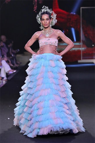 Ruffled Organza Lehenga