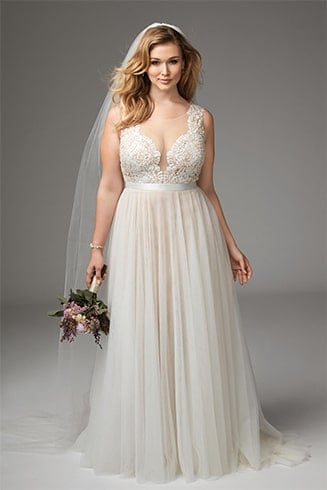 Soft Tulle with Plunging Neckline Dress