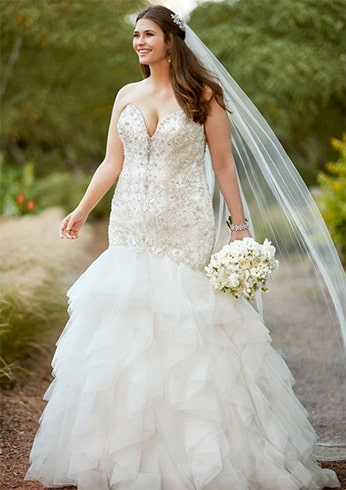 Strapless Beaded Bodice with Textured Skirt