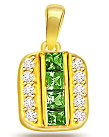 Diamond and Emerald Gold Pendant