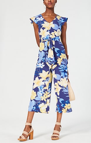 Floral Tie-Waist Jumpsuit