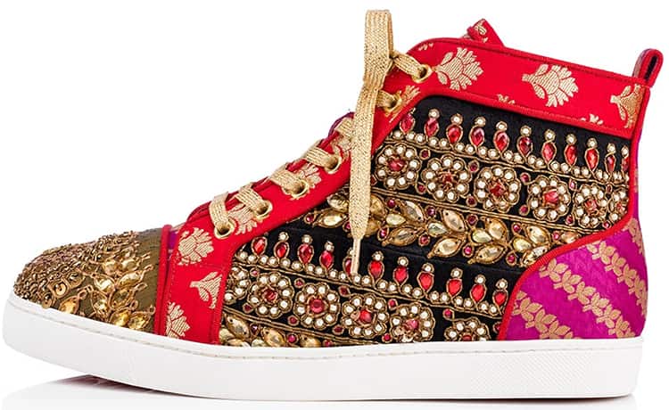 Hand-embroidered Saree Fabric Sneakers