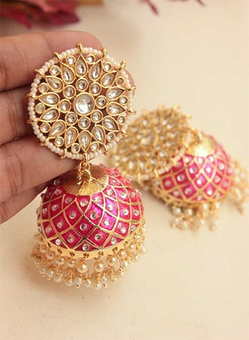 Jhumkas with Kundan Work