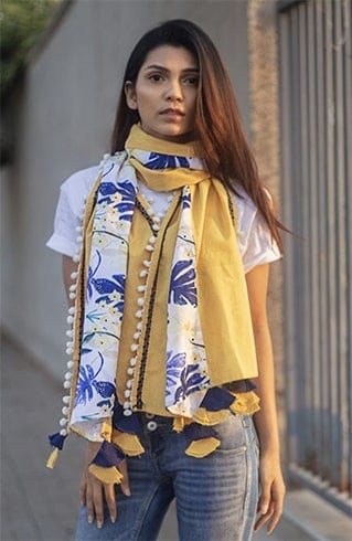 Floral Printed Khadi Stole