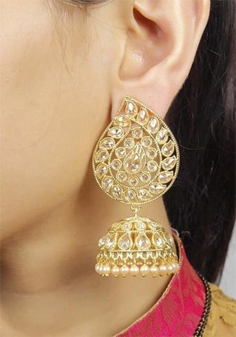 Kundan Bridal Gold Jhumka Earrings