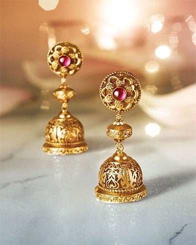 Yellow Gold Jhumka Design