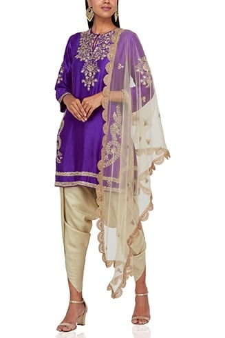 Aubergine Dhoti Set