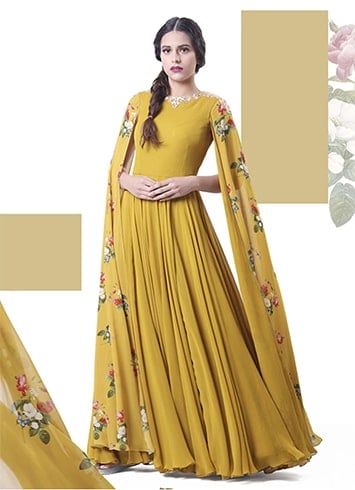 floor length sleeved anarkali