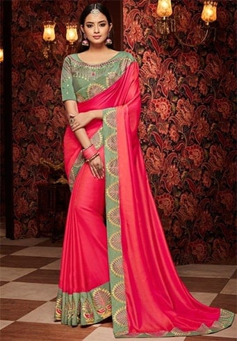 Pink Georgette Saree