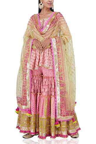 Pink Multi-printed Sharara Set