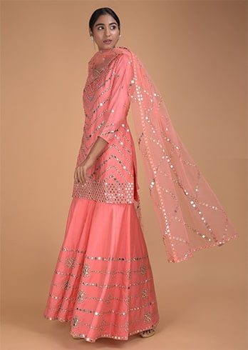 Pink Sharara Suit with Abla Work