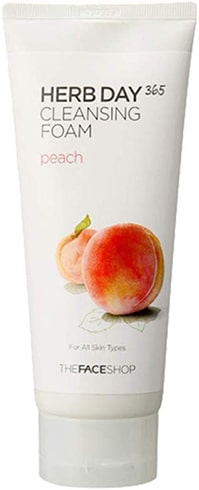 face shop herb cleansing foam peach