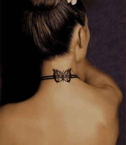 Butterfly Tattoo On Neck