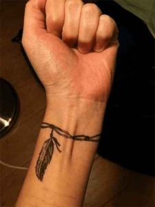 Feather On Wrist Tattoos