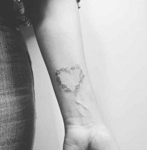 Heart Flower Wrist Tattoo