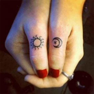 Small Sun and Moon Wrist Tattoo