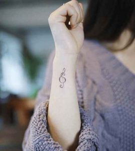 Violin Key Wrist Tattoo